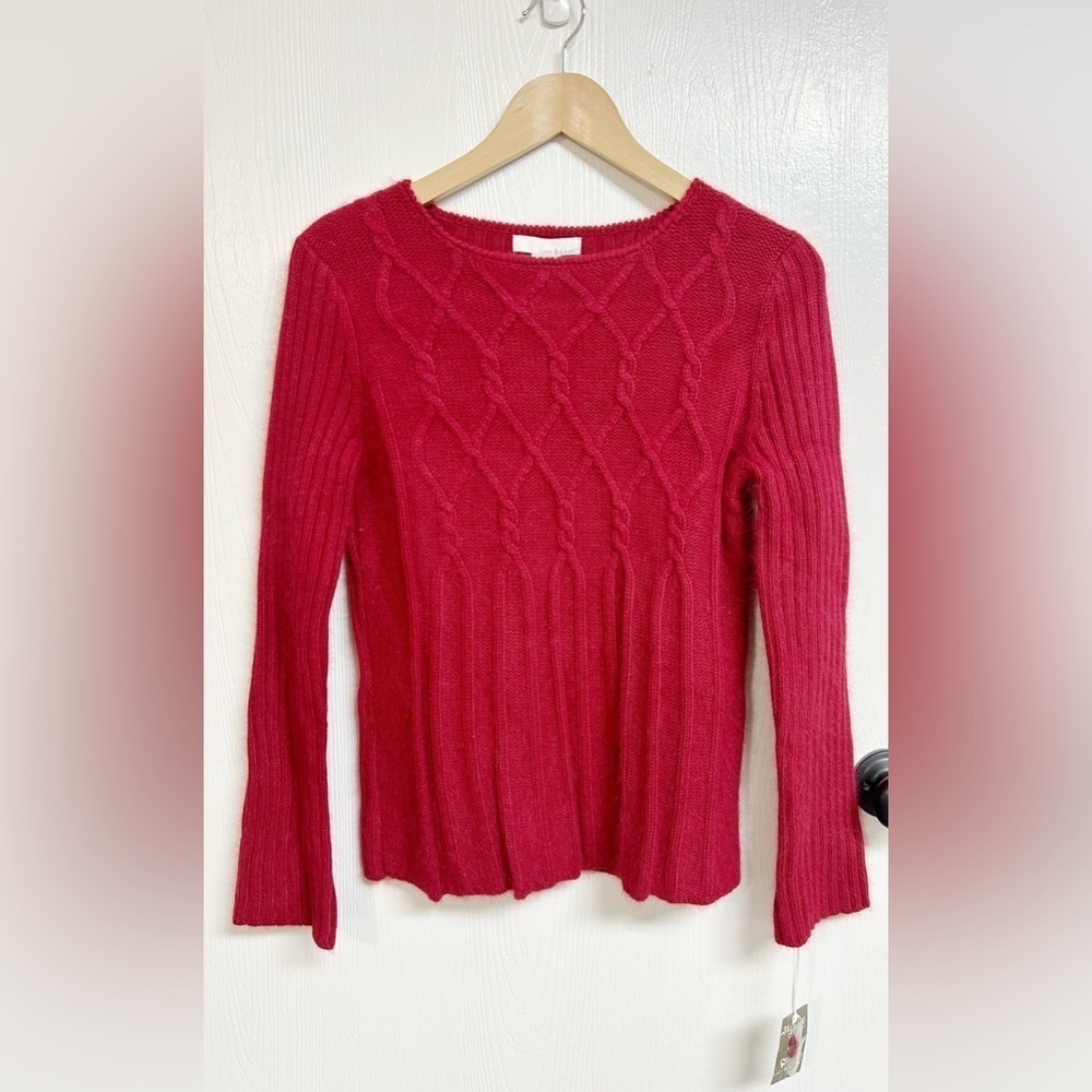 Lucy and Laurel Lamb's Wool Angora Rabbit Sweater Scarlet Red Women's Size M NWT